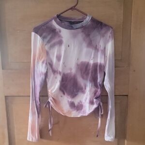 Zaful Purple Tie-Dye Long Sleeve Top
